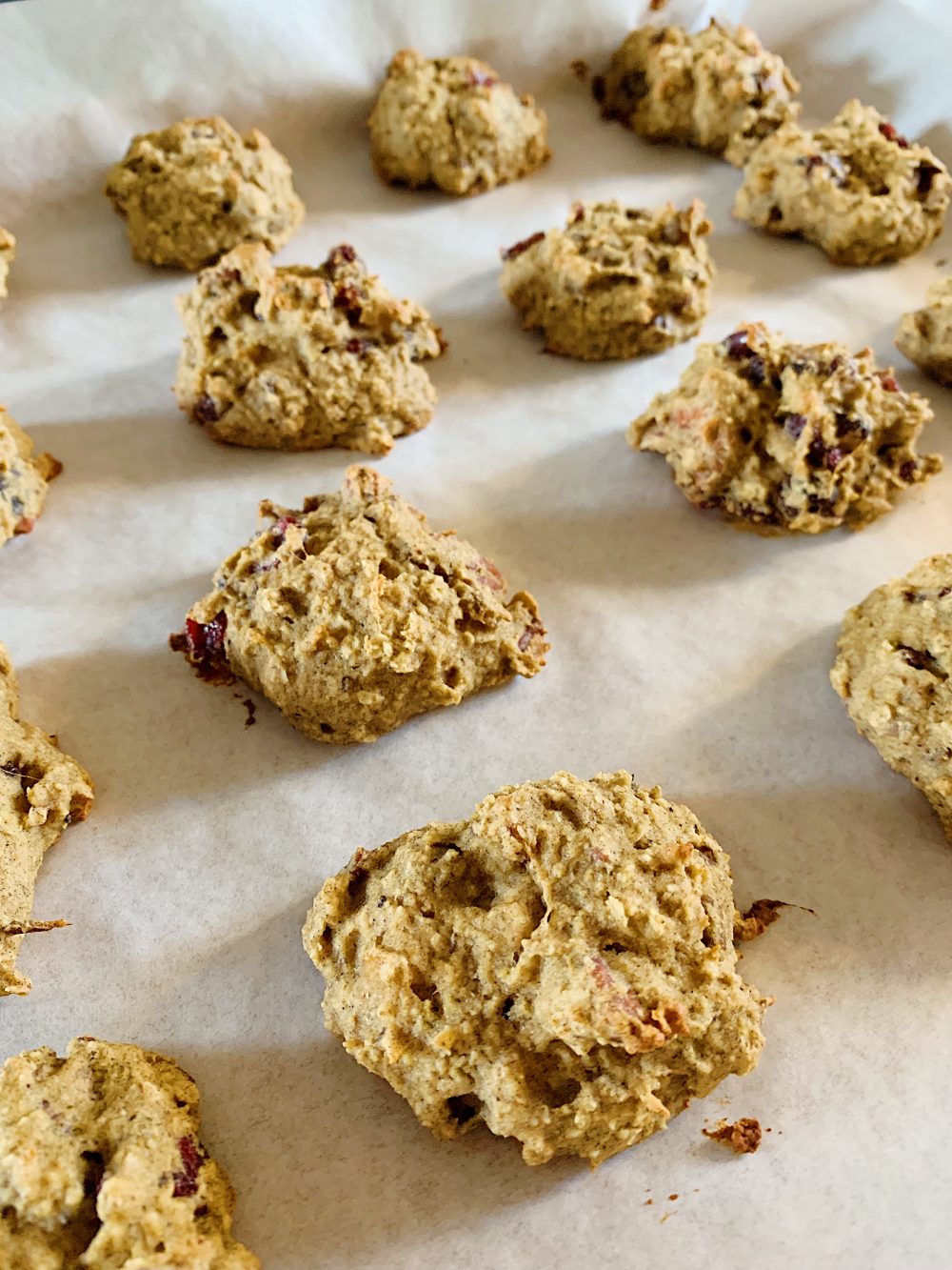 Biscuits à la purée de dattes, canneberges et pacanes