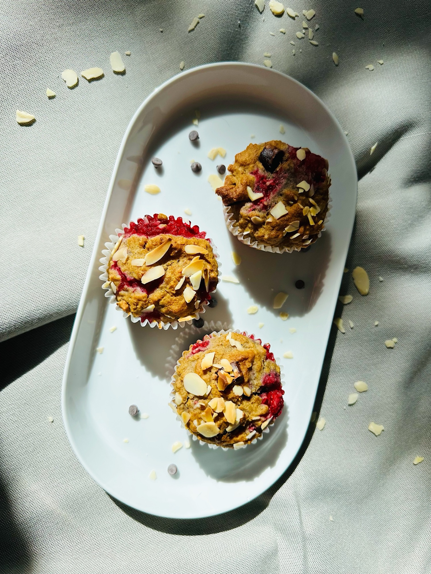 Muffins aux framboises et chocolat